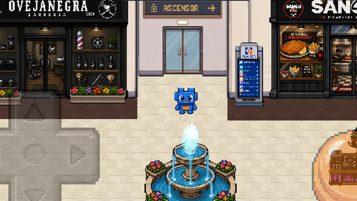 Personaje recorriendo el centro comercial virtual PLAZIA