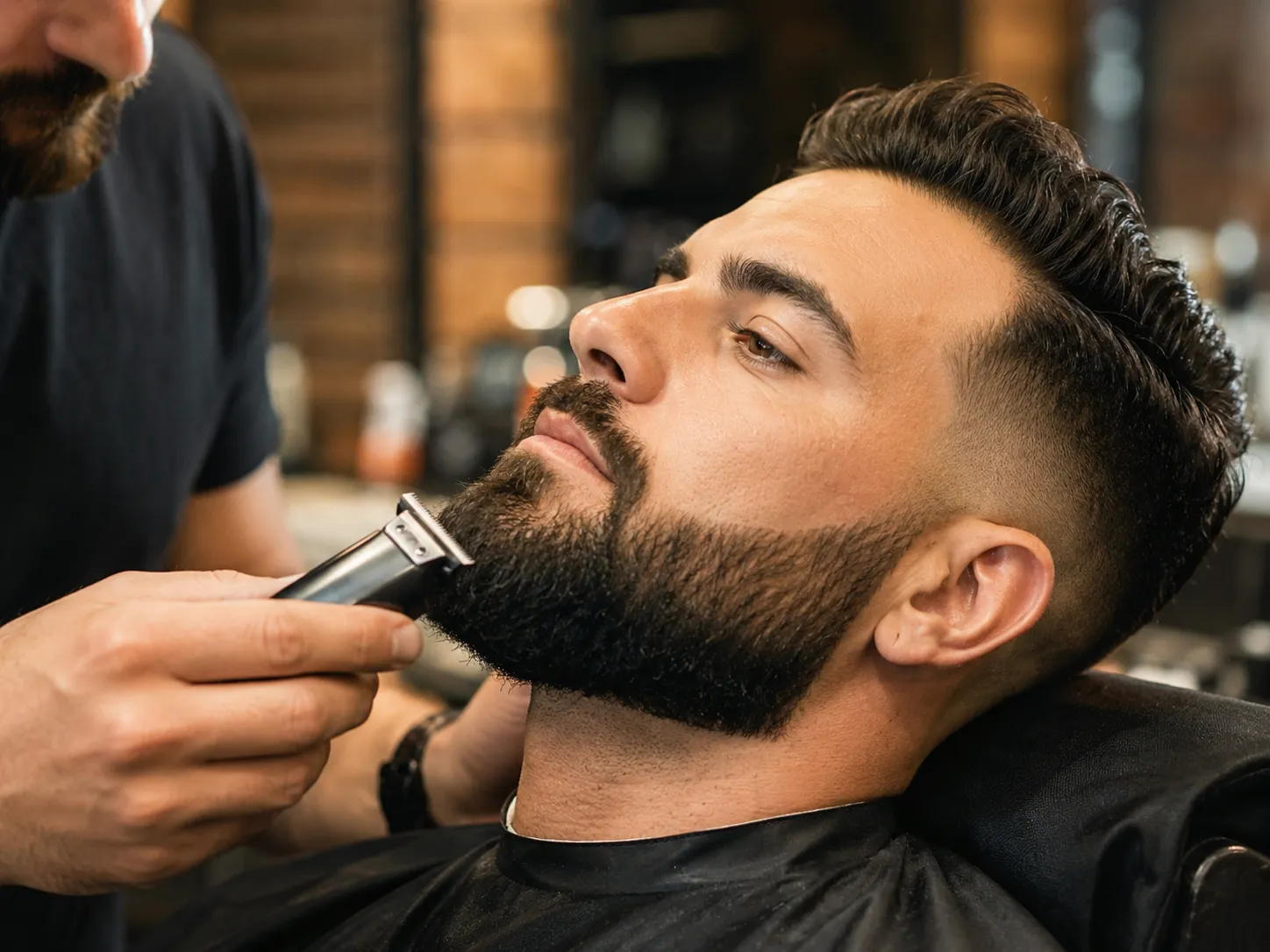 Perfilado de barba realizado en barbería